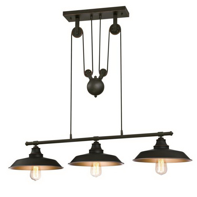 6332500 Pulley Pendant Light, 3-Lamp, Oil-Rubbed Bronze Fixture