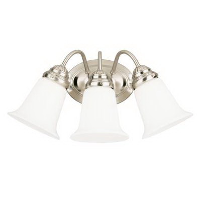6649700 Wall Fixture, 120 V, 3 -Lamp, Incandescent, LED Lamp, Metal Fixture, Brushed Nickel Fixture