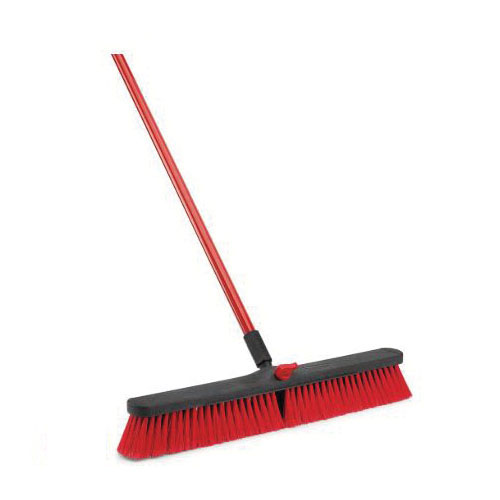 805 Push Broom, 24 in Sweep Face, 3 in L Trim, PET Polymer Bristle, 64 in L, Steel Handle