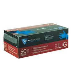 West Chester PosiShield 2550/L Disposable Gloves, L, Latex, Powder-Free, Blue, 11.62 in L