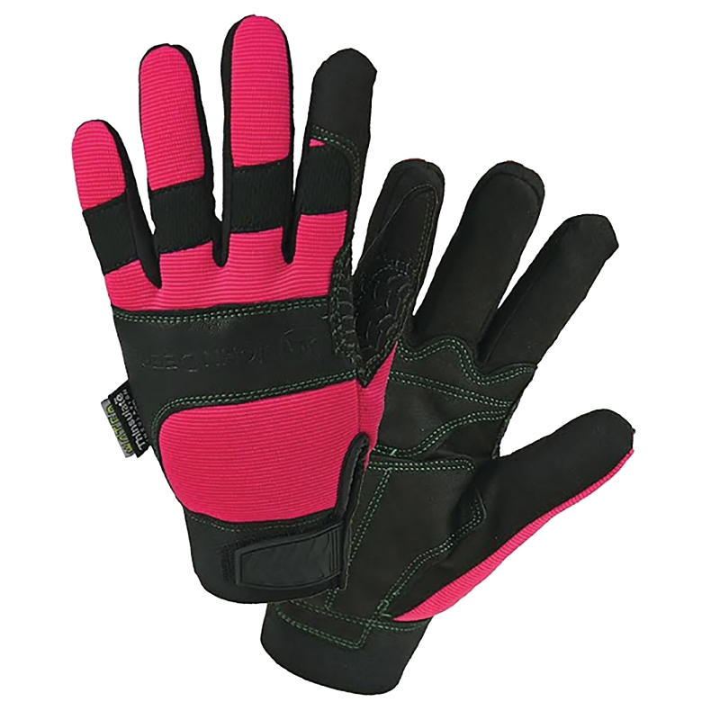 JD90015/WML All-Purpose Winter Gloves, Women's, L, Hook and Loop Cuff, Foam/Spandex, Black/Pink