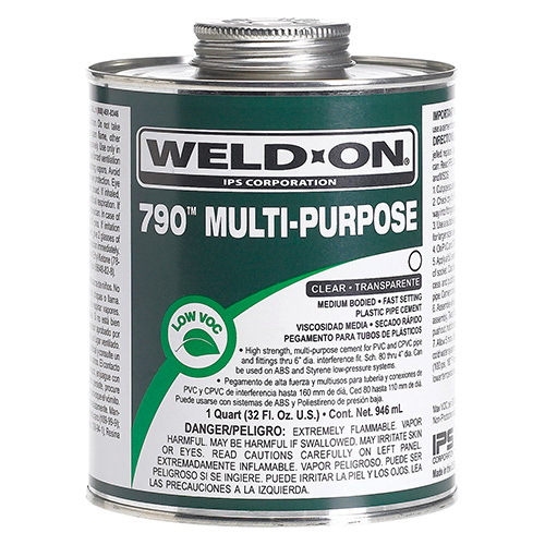 790 Series 10258 Multi-Purpose Solvent Cement, 1 pt Can, Syrupy Liquid, Light Amber
