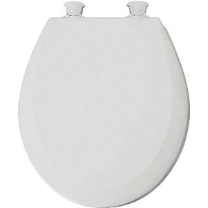 41EC 000/46ECD Toilet Seat, Round, Plastic/Wood, Enamel/White, Lift-Off Hinge