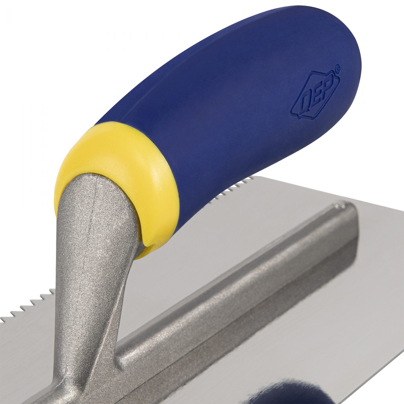QEP 49919 Notched Trowel, 11 in L, 4-1/2 in W, Square Notch, Comfort Grip Handle