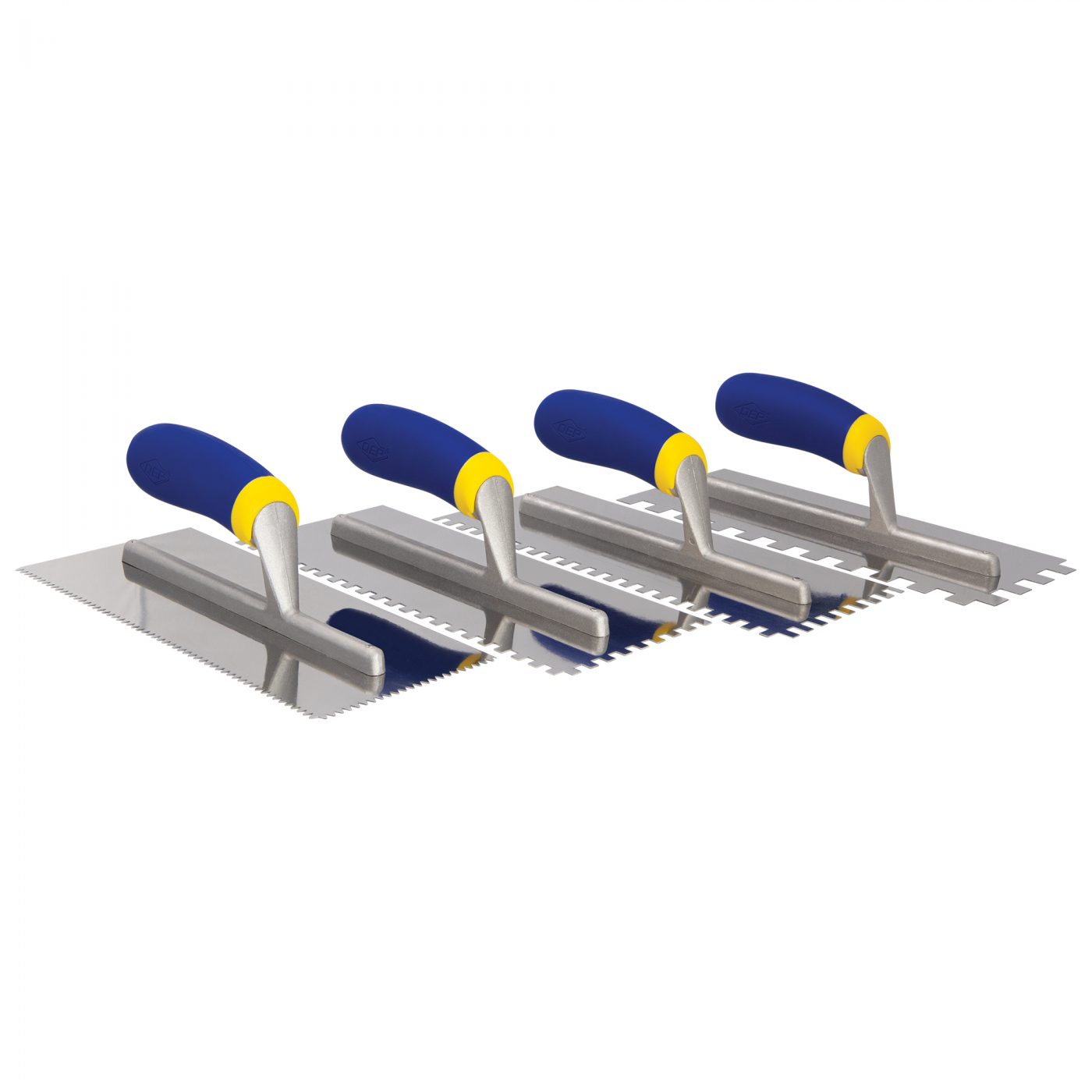 QEP 49919 Notched Trowel, 11 in L, 4-1/2 in W, Square Notch, Comfort Grip Handle