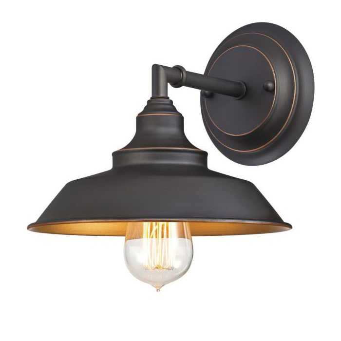 Iron Hill Series 63448 Wall Fixture, 60 W, 1-Lamp, LED Lamp, Oil-Rubbed Bronze Fixture