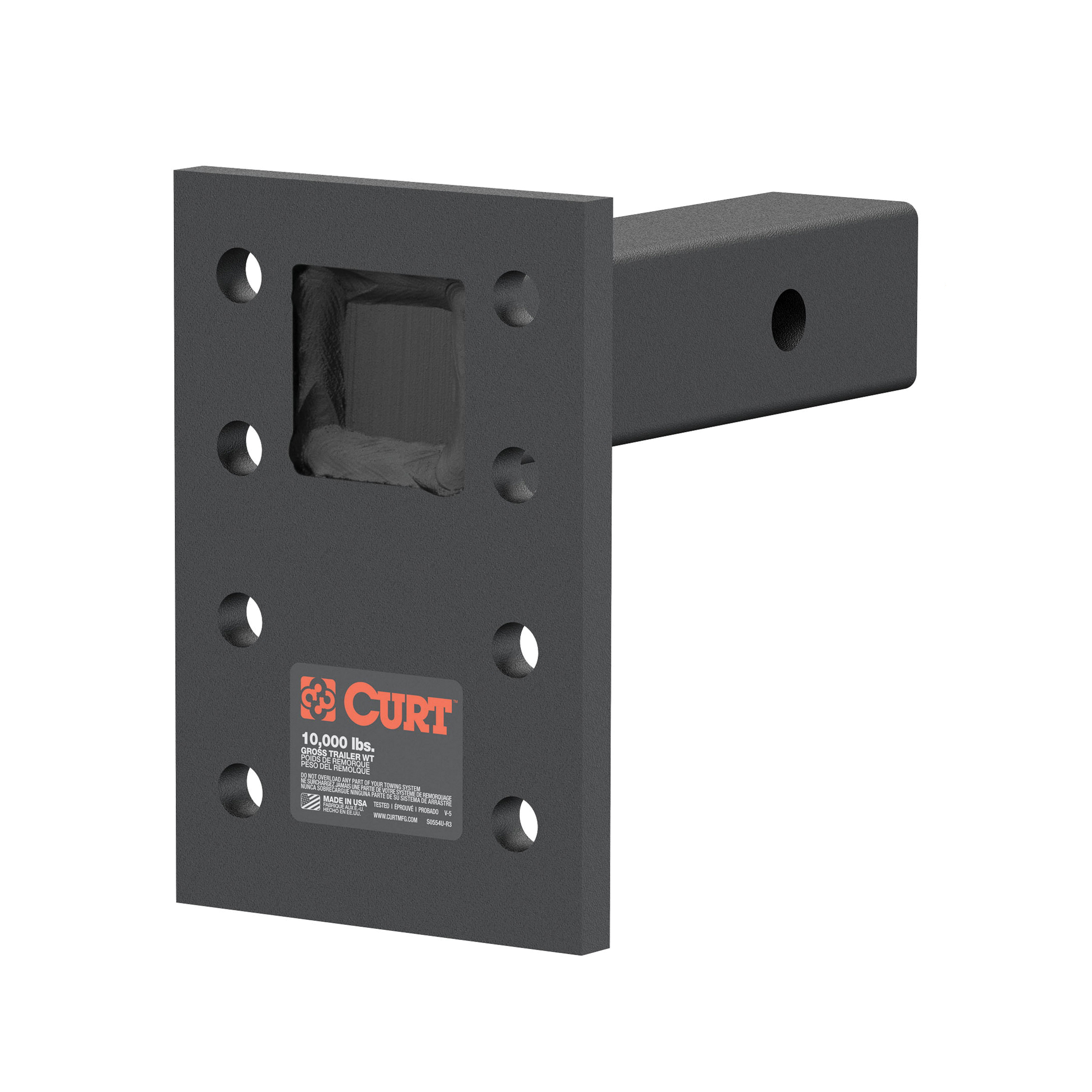 Curt 48323 Pintle Mount Plate, Adjustable, Steel, Carbide Powder-Coated, Black - 3