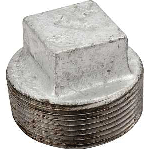 31-3/8G Pipe Plug, 3/8 in, Screw, Square Head, Steel, SCH 40 Schedule, 150 psi Pressure