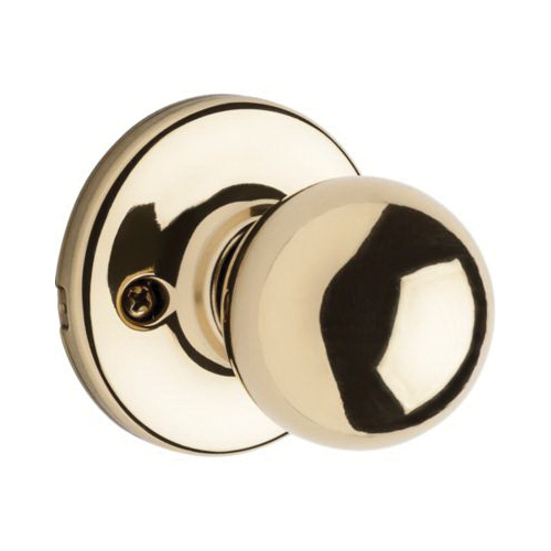 Kwikset 200P 3 Hall and Closet Lock, Knob Handle, Polished Brass, 2-3/8 to 2-3/4 in Backset, Universal Hand - 2