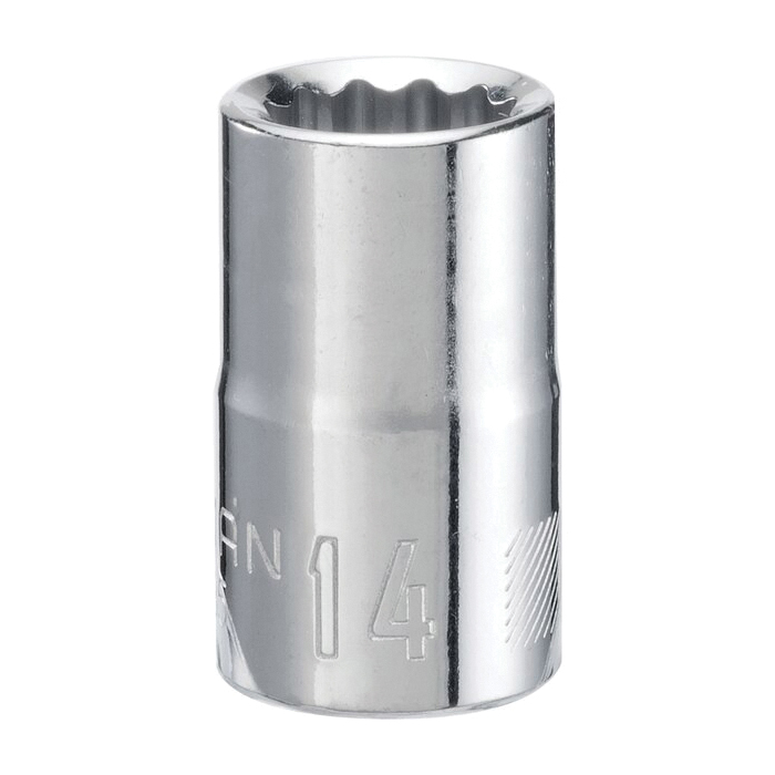 CMMT44235 Socket, 14 mm Socket, Shallow Socket, 38 in OAL, 1/2 in Drive, 12-Point, Chrome