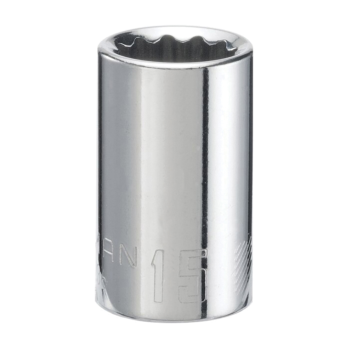CMMT44236 Socket, 15 mm Socket, Shallow Socket, 38 in OAL, 1/2 in Drive, 12-Point, Chrome