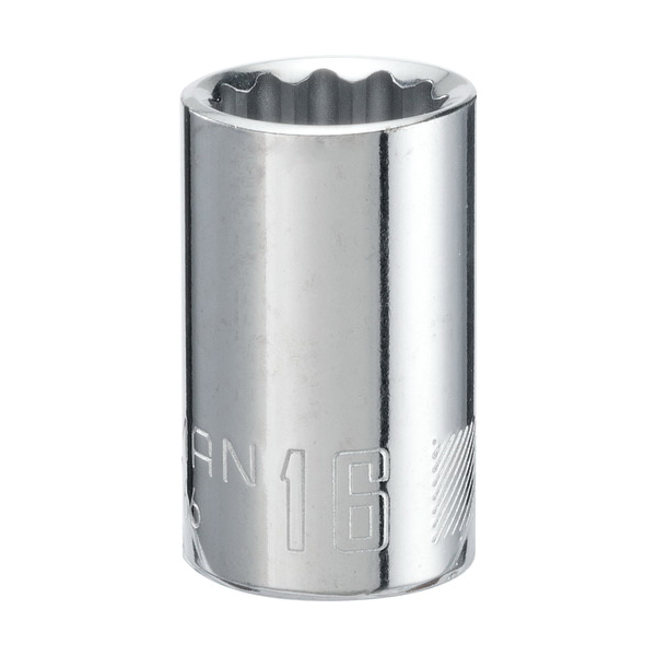 CMMT44266 Socket, 16 mm Socket, 1/2 in Drive, 12-Point, Alloy Steel, Polished Chrome