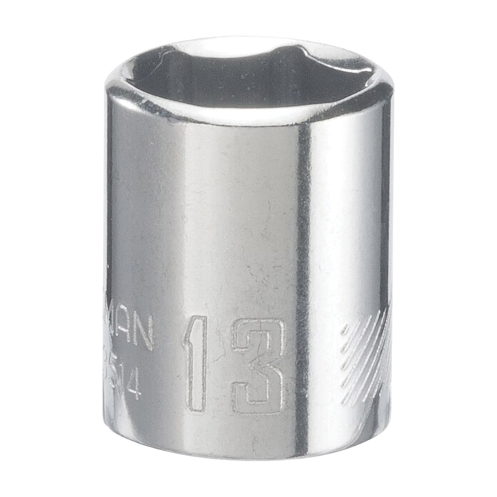 CMMT43514 Socket, 13 mm Socket, Shallow Socket, 22 in OAL, 1/4 in Drive, 6-Point, Chrome