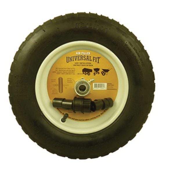 Pneumatic Wheelbarrow Tire/Wheel Set, Marathon, Universal Fit, 8 in Rim Dia, 14-1/2 in Dia Tire - 2