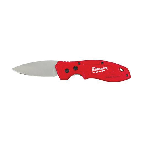 Milwaukee FASTBACK Series 48-22-1990 Folding Pocket Knife, 3 in L Blade, Stainless Steel Blade, 1-Blade, Red Handle