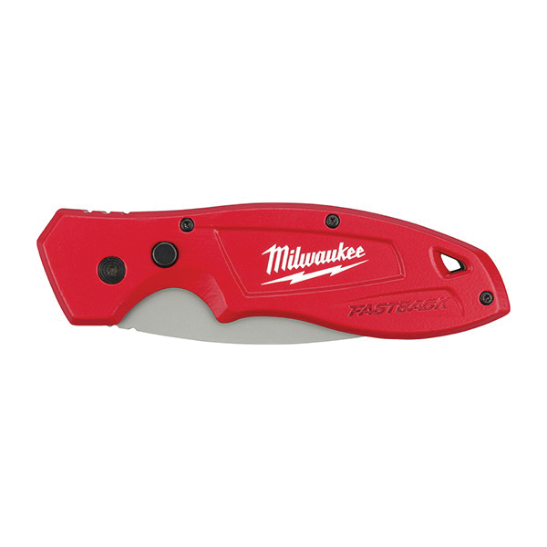 Milwaukee FASTBACK Series 48-22-1990 Folding Pocket Knife, 3 in L Blade, Stainless Steel Blade, 1-Blade, Red Handle