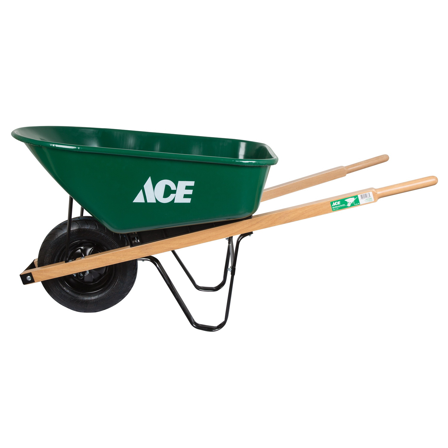 Wheelbarrow, Ace, 6 cu ft Capacity, Steel Tub, 16 in Wheel, Pneumatic Tire - 2