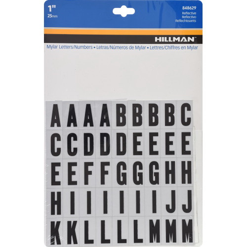 Adhesive Letter & Number, Hillman, Black On Reflective Silver, 1 in, Assortment - 2