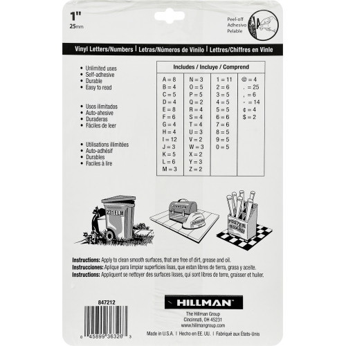 Adhesive House Number & Letter Pack, Hillman, Black 1 in, Assortment - 3