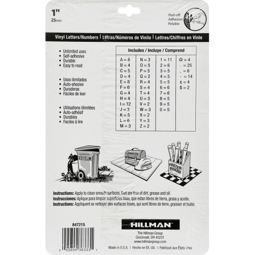 Adhesive House Number & Letter Pack, Hillman, White 1 in, Assortment - 3