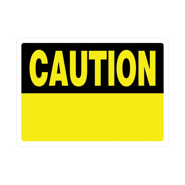 Hillman 842066 Safety Sign, Caution, Yellow Legend, Black/Yellow Background, Aluminum, 10 in L, 14 in W