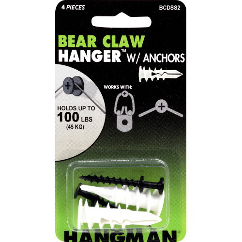 Hillman Bear Claw 121166 Hanger, 100 lb, Black-Coated