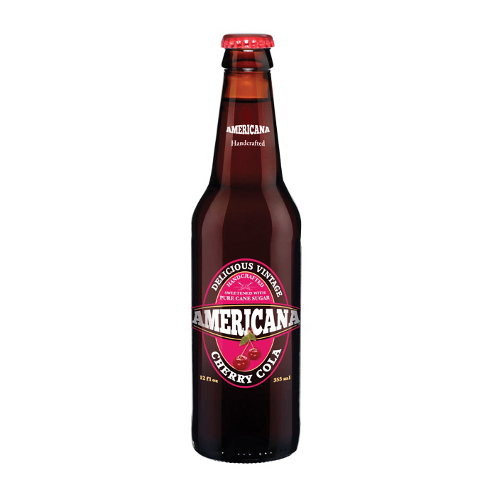 Americana 1amcc Soda, Caramel Cola, Cherry, 12 oz, Bottle