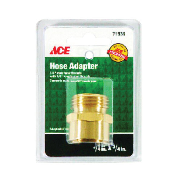 ACE GT3051A Hose Adapter, 3/4 in, MHT, 3/4 in, FPT, Brass