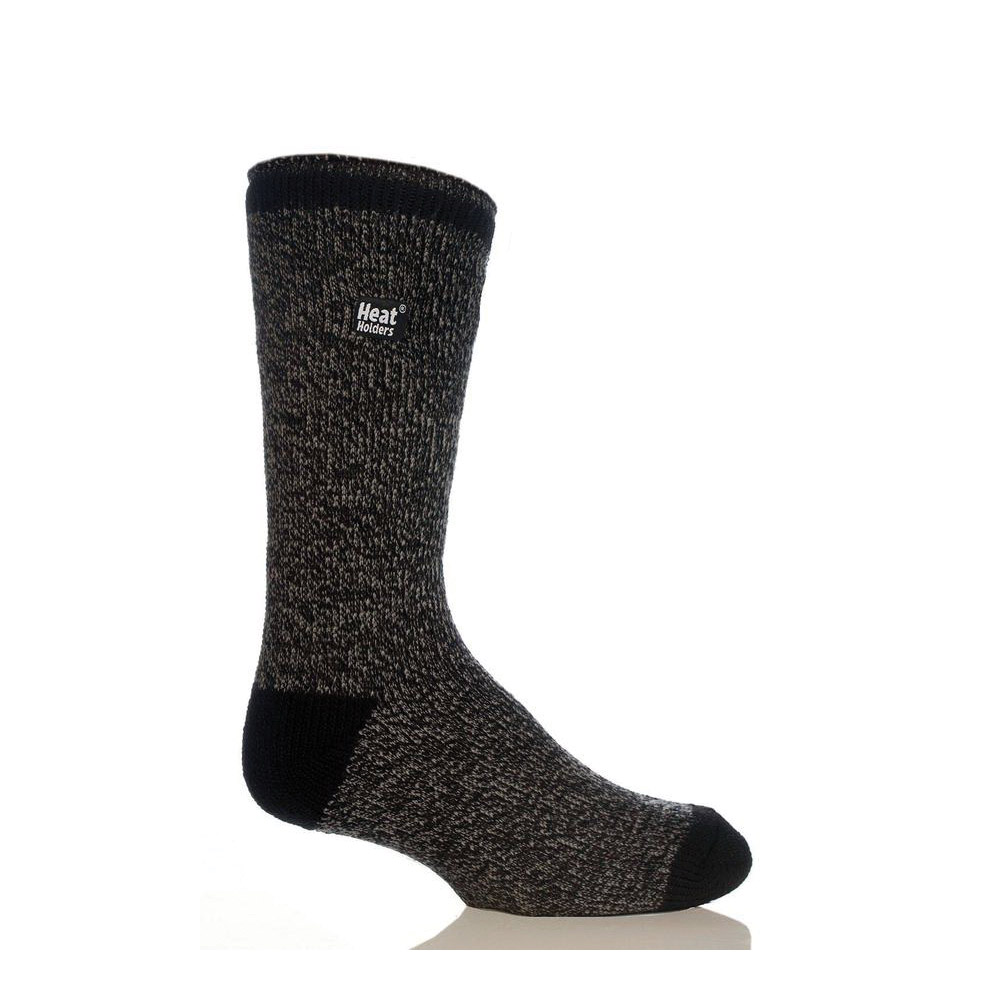 Heat Holders MHHTWSBG Crew Neck Twist Socks, Men's, 7 to 12 in, Acrylic/Elastane/Nylon/Polyester, Black/Gray - 1