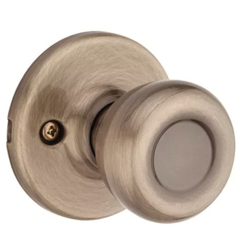 Kwikset 200T 5CPRCLRCS Passage Knob, Tylo, 2-19/32 in L x 2-5/8 in W Dimensions, Metal, Antique Brass - 2