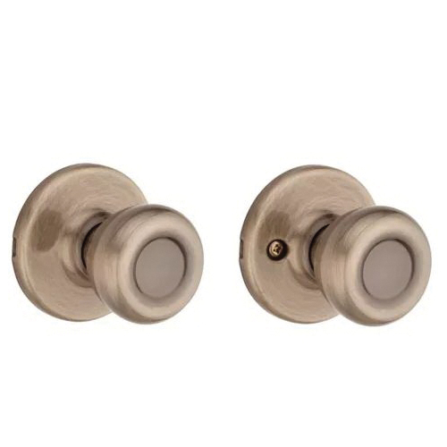 Kwikset 200T 5CPRCLRCS Passage Knob, Tylo, 2-19/32 in L x 2-5/8 in W Dimensions, Metal, Antique Brass - 3