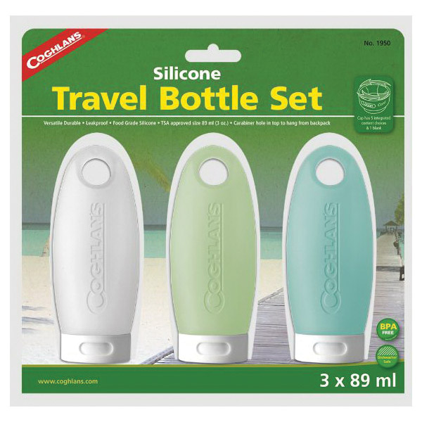 Coghlan's 1950 Travel Bottle, 3 oz, Plastic/Silicone, Blue/Clear/Green - 2