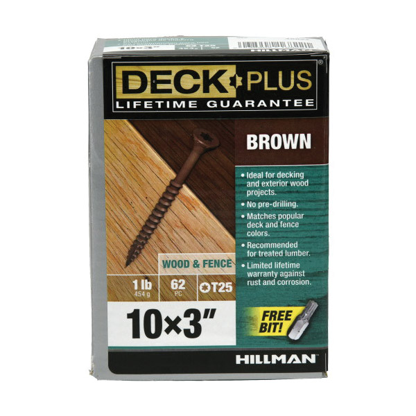 48827 Deck Screw, #10 Thread, 3 in L, Steel, Ceramic-Coated, Flat Head, Star Drive