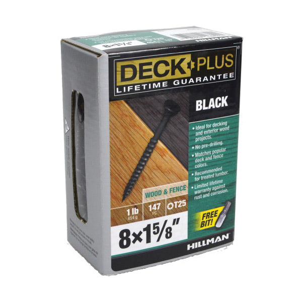 Deck Plus 48834 Deck Screw, #10 Thread, 2-1/2 in L, Steel, Ceramic-Coated, Flat Head, Star Drive, 73/PK - 2
