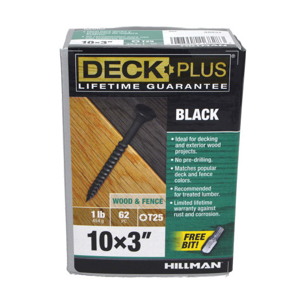 48837 Deck Screw, #10 Thread, 3 in L, Steel, Ceramic-Coated, Flat Head, Star Drive, 62/PK