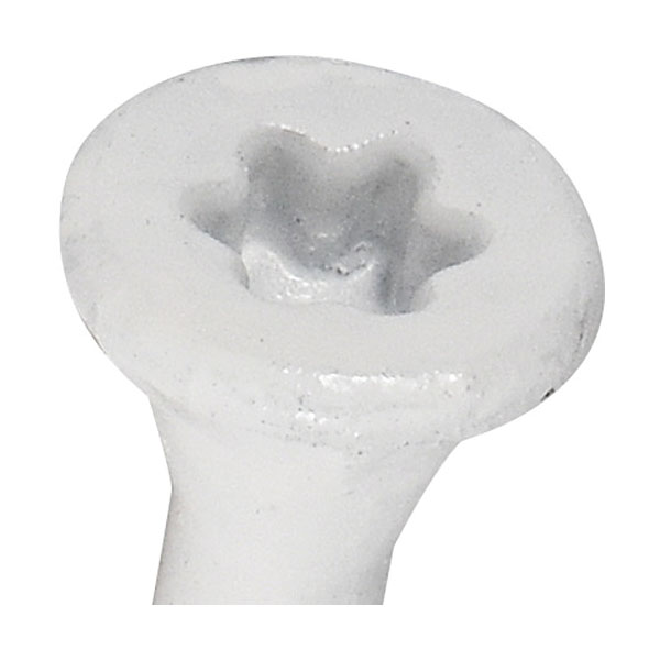 Deck Plus 48844 Deck Screw, White, #10 Thread, 2-1/2 in L, Steel, Ceramic-Coated, Flat Head, Star Drive