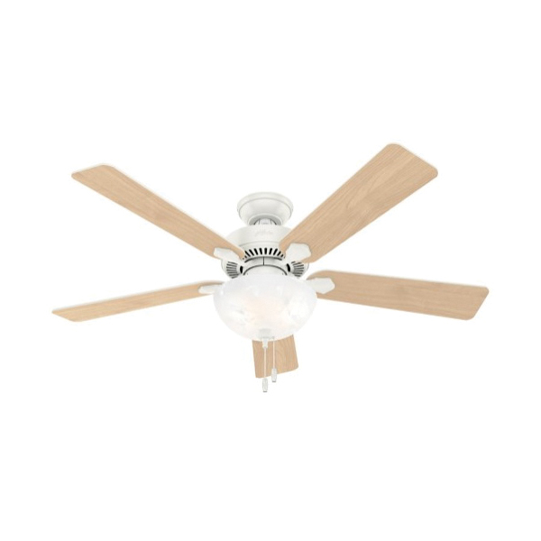 Hunter Swanson Series 50908 Ceiling Fan, 5-Blade, Fresh White Housing, White Blade, 52 in Sweep, 3-Speed - 2