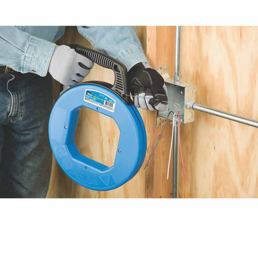 Ideal Tuff-Grip Pro Series 31-056 Fish Tape, 1/8 in W x 0.060 in THK Tape, 120 ft L Tape, Carbon Steel Tape, Blue Case