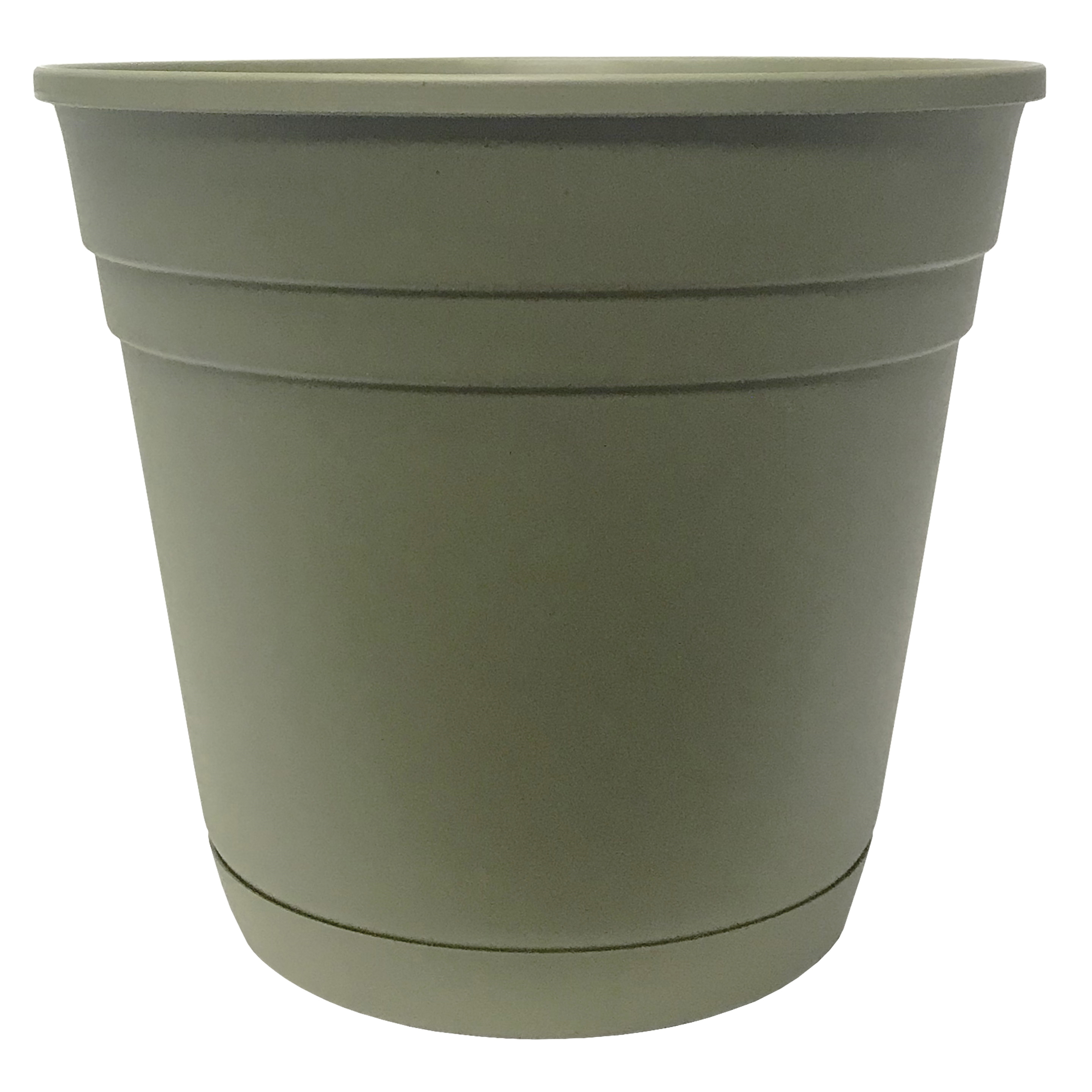 RN2008OG Planter with Attached Saucer, 16-3/4 in H, 20 in W, 20 in D, Round, Riverland Design, Resin