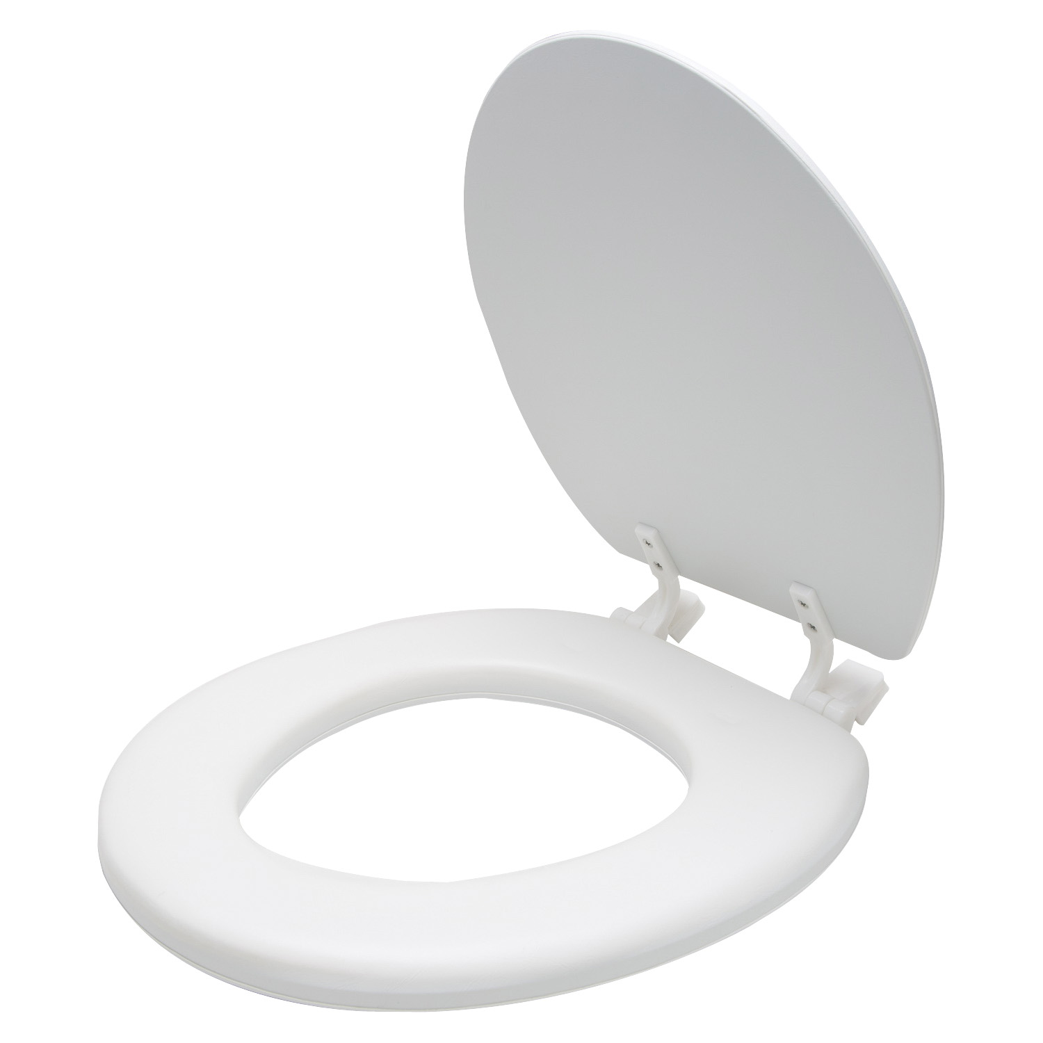S001-WH Toilet Seat, Round, PP, White, Plastic Hinge