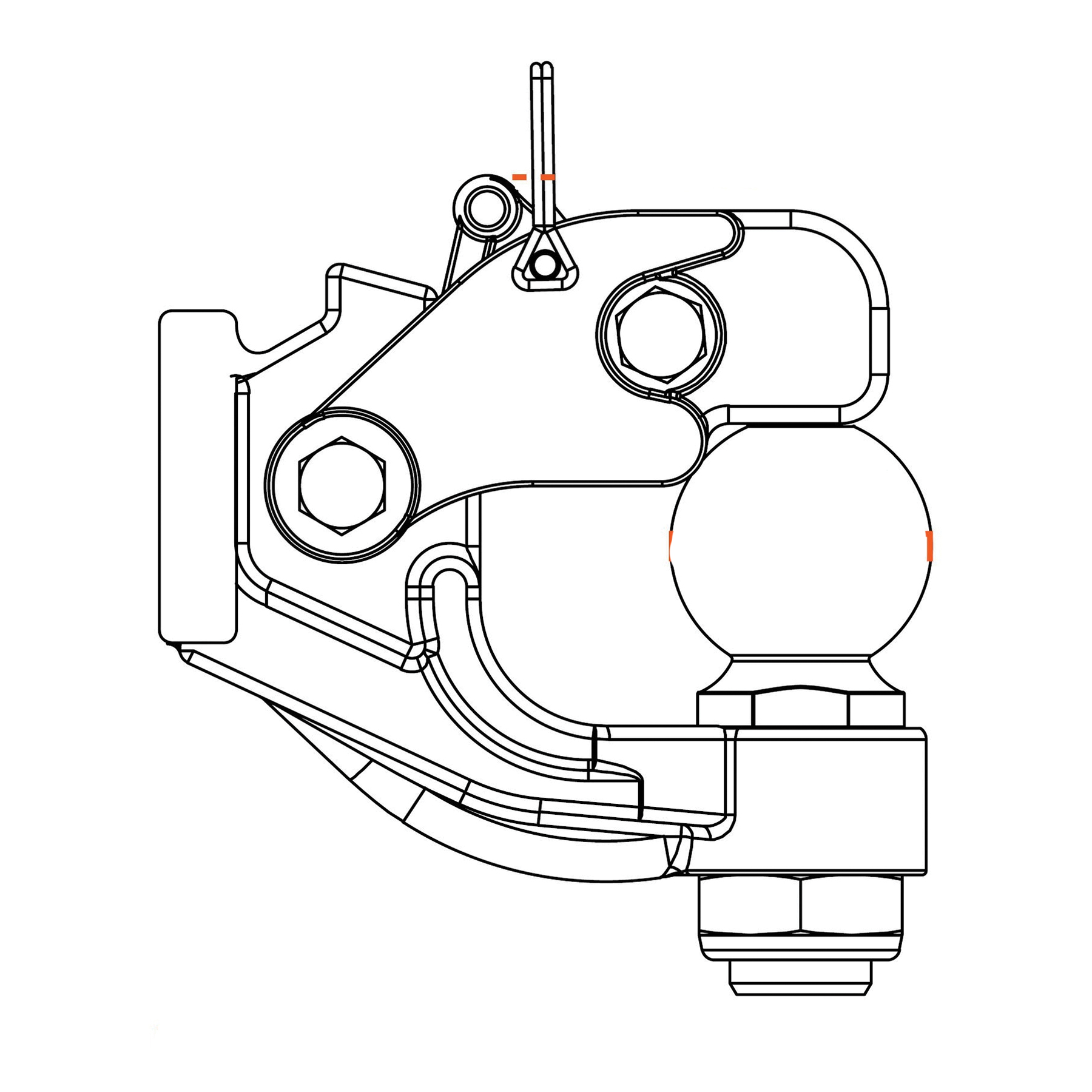 Curt 48200 Ball and Pintle Combination, 2-5/16 in Dia Eye, 16,000 lb Working Load, Steel, Powder-Coated - 2