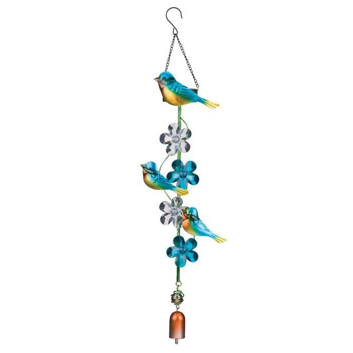 Regal Art & Gift 12495 Bird and Daisy Lantern, Solar, Acrylic/Metal, Blue/Clear