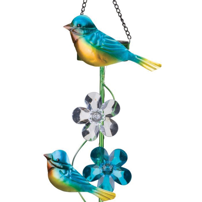 Regal Art & Gift 12495 Bird and Daisy Lantern, Solar, Acrylic/Metal, Blue/Clear