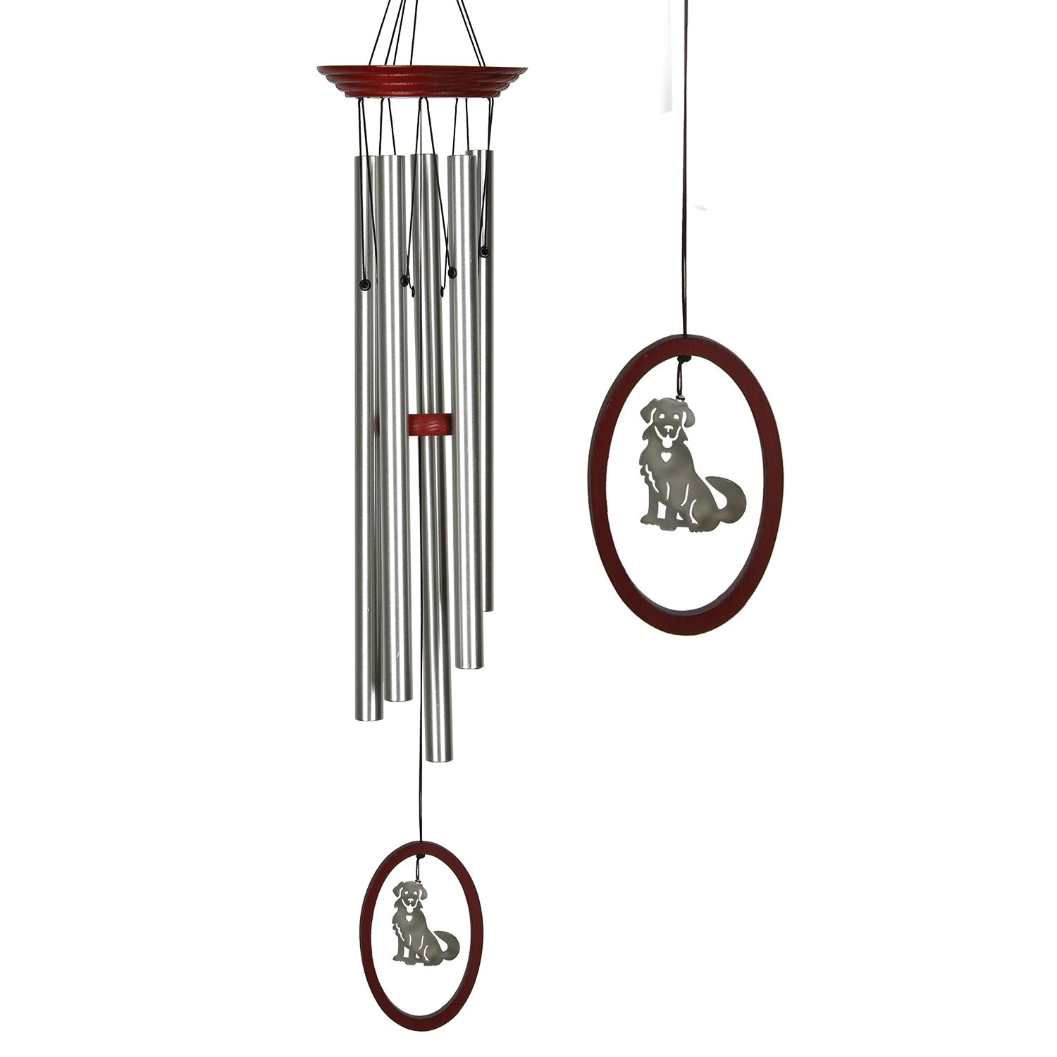 Woodstock Chimes WFCD Wind Fantasy Chime, Dog, Aluminum, Silver, Bubinga, Hanging Mounting