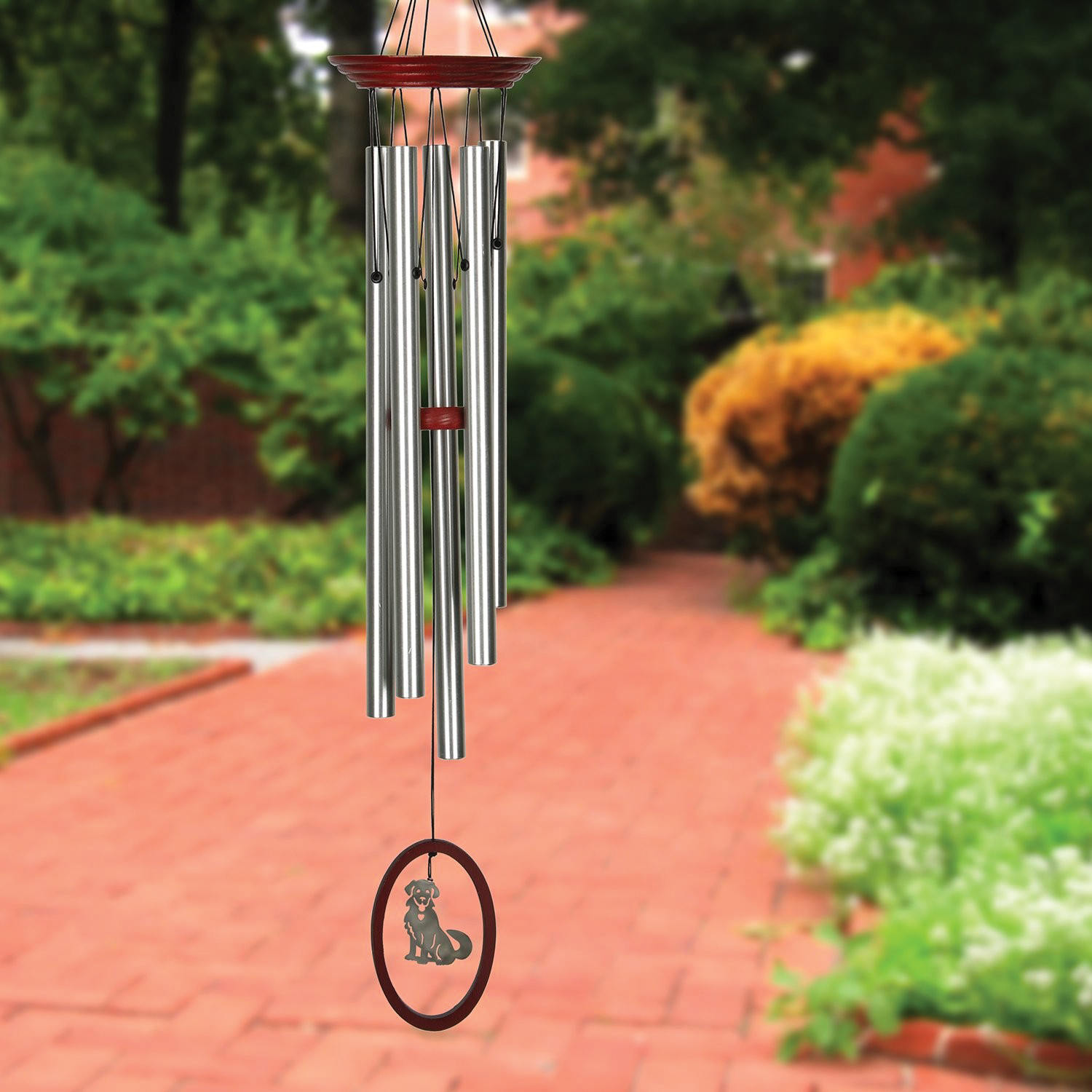 Woodstock Chimes WFCD Wind Fantasy Chime, Dog, Aluminum, Silver, Bubinga, Hanging Mounting
