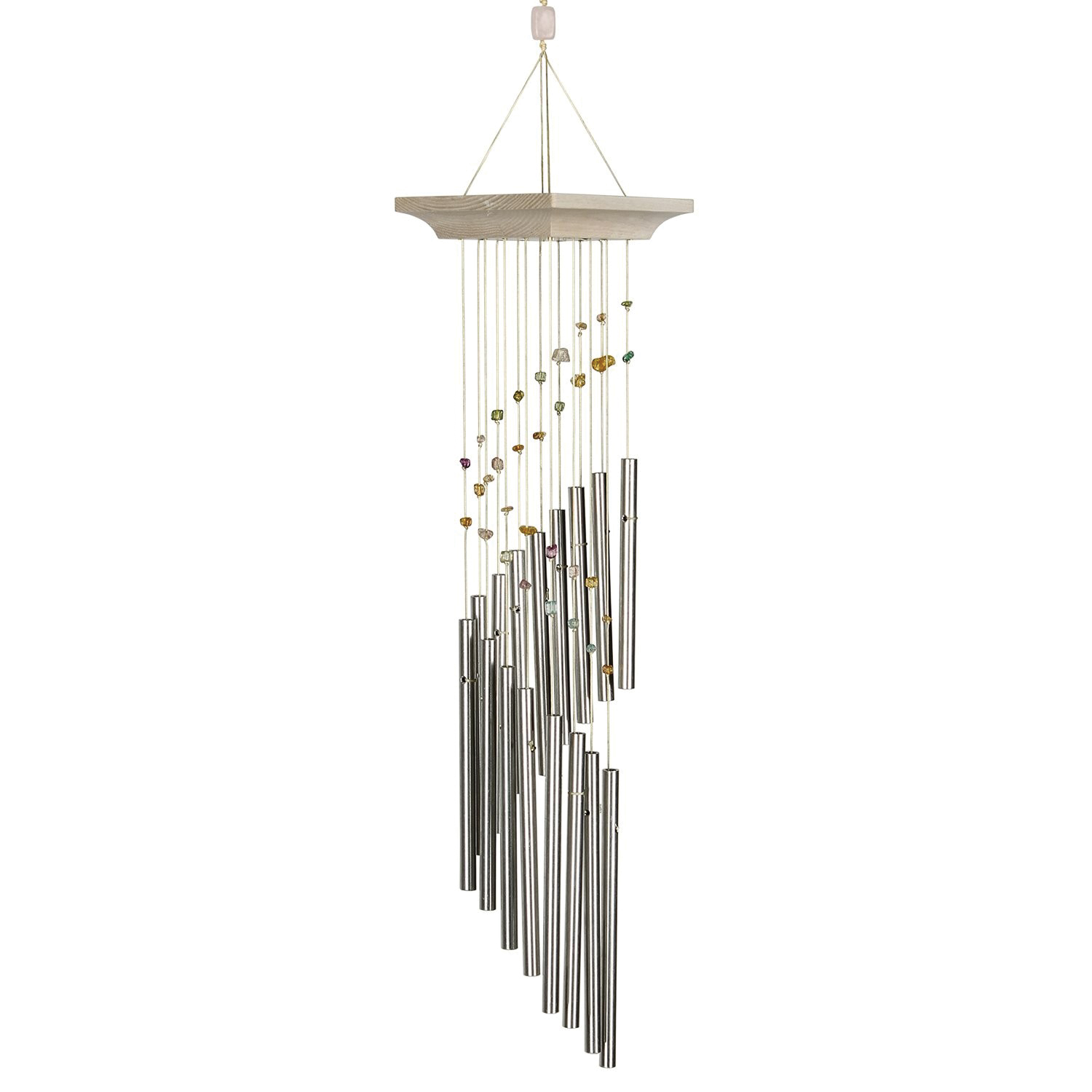 MSC Wind Chime, Confetti Mystic Spiral, Aluminum, Silver, White Wash, Hanging Mounting
