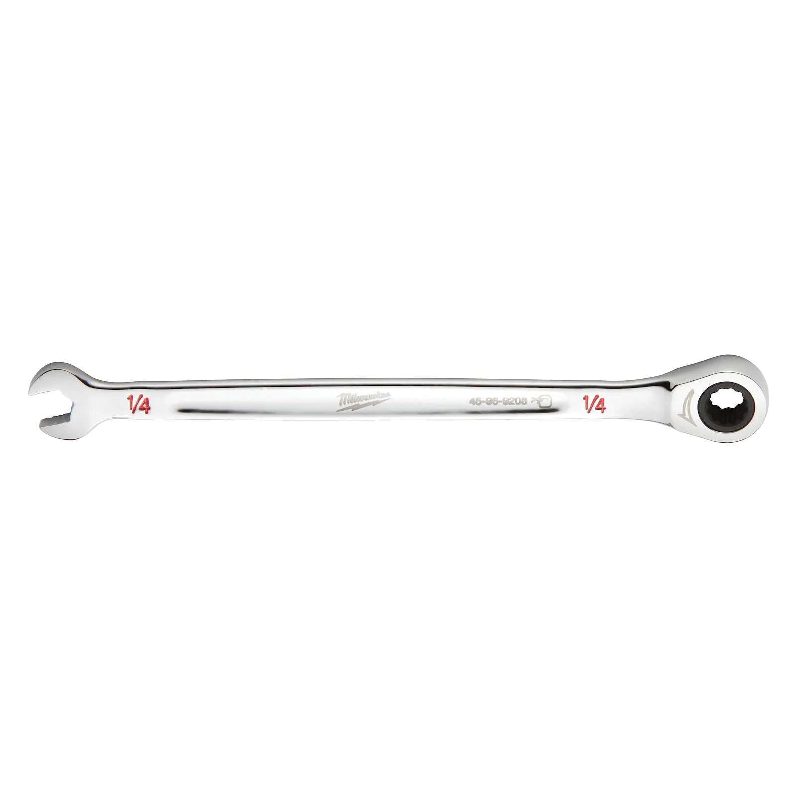 45-96-9208 Ratcheting Combination Wrench, SAE, 1/4 in Head, 5.28 in L, 12-Point, Steel, Chrome-Plated