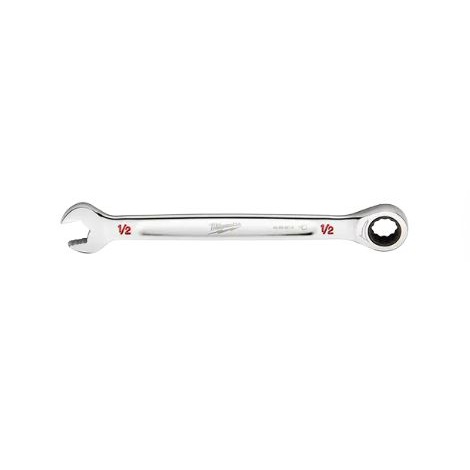 45-96-9216 Ratcheting Combination Wrench, SAE, 1/2 in Head, 7.34 in L, 12-Point, Steel, Chrome