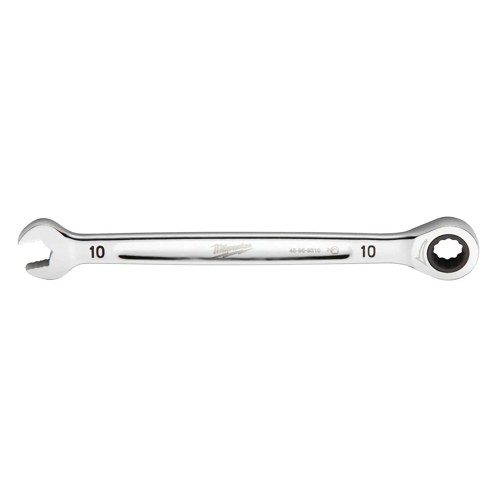 45-96-9310 Ratcheting Combination Wrench, Metric, 10 mm Head, 6-1/2 in L, 12-Point, Steel, Chrome-Plated