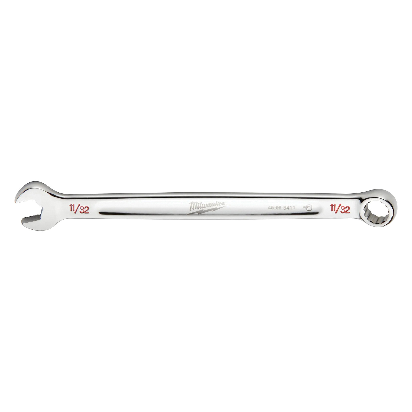 45-96-9411 Combination Wrench, SAE, 11/32 in Head, 5.91 in L, 12-Point, Steel, Chrome-Plated
